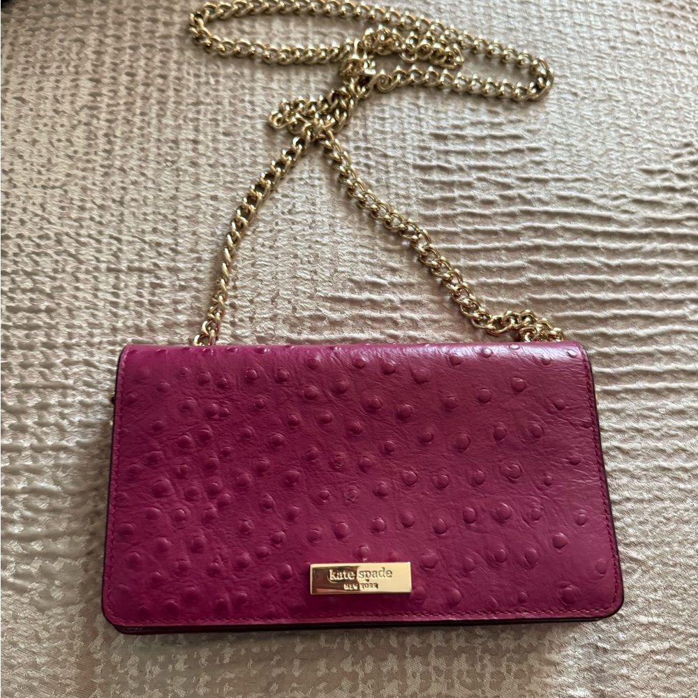 Kate Spade Purple Ostrich-Embossed Clutch